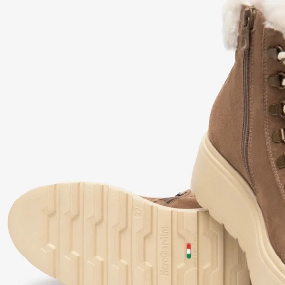 NeroGiardini Platform Hiker Boots in Chestnut